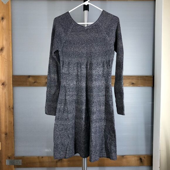 JANA Purple/Grey A-Line V-Neck Long Sleeve Knit Dress Sz S - Picture 6 of 8